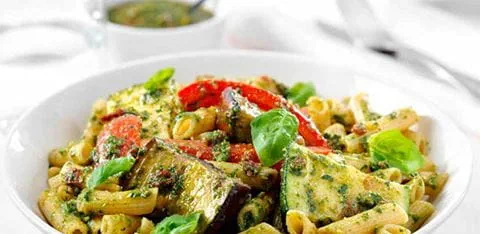 recipe image Italian Roasted Vegetable and Fresh Pesto Pasta Recipe
