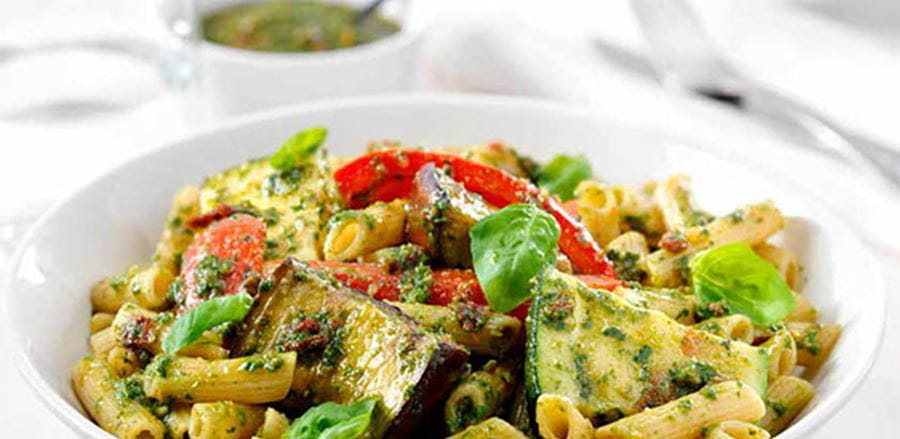 recipe image Italian Roasted Vegetable and Fresh Pesto Pasta Recipe