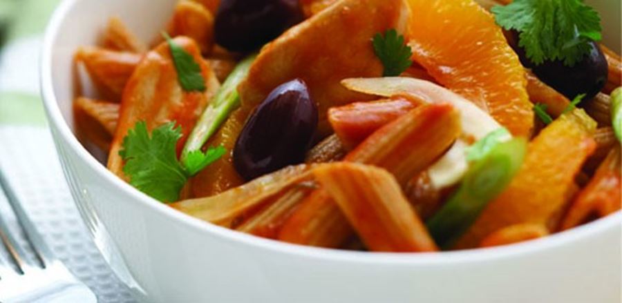 recipe image Chicken, Fennel, Orange and Olive Pasta