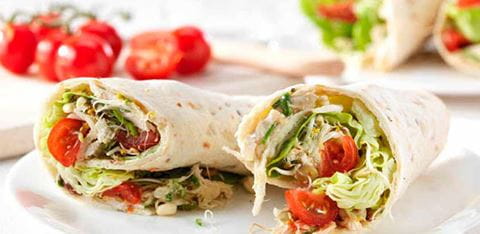 recipe image Roast Chicken, Tomato and Horseradish Wrap Recipe