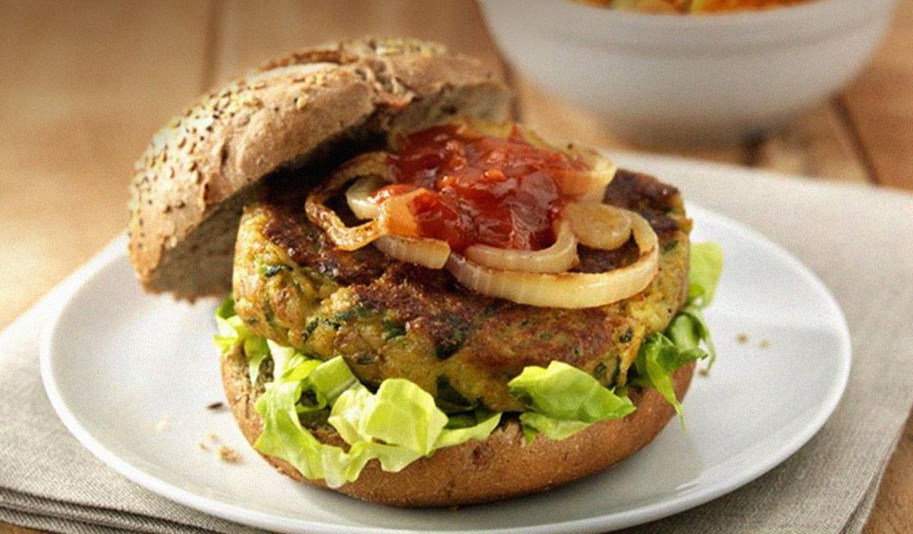 recipe image Vegetarian courgette burgers with orange carrot salad