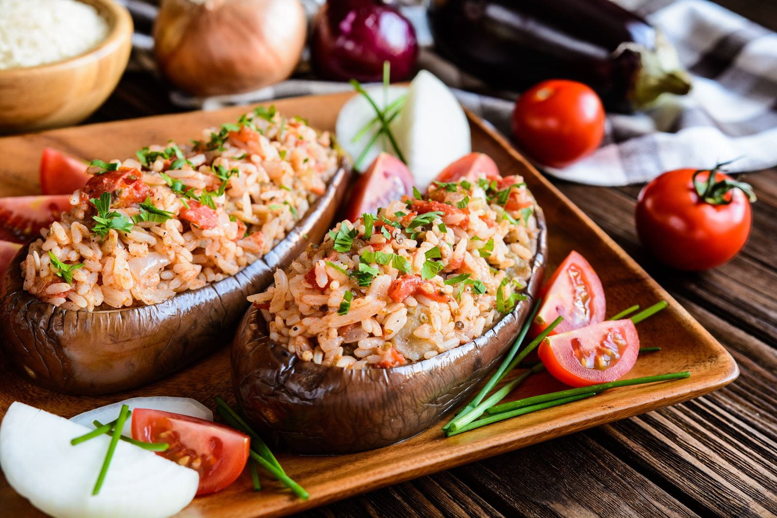 recipe image Stuffed aubergines