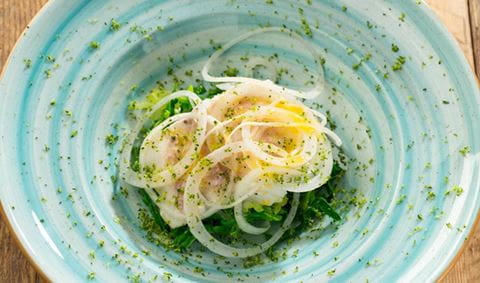recipe image Receta Merluza al vapor con repollo, cebolleta y Cus-Cus de brócoli