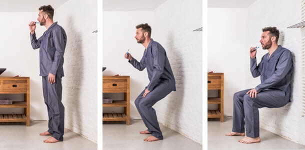 Squat tijdens het tandenpoetsen